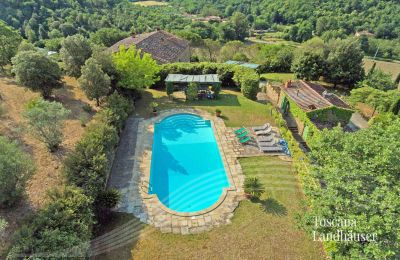 Vidiecky dom na predaj Arezzo, Toscana, RIF 2993 Blick auf Pool und Anwesen