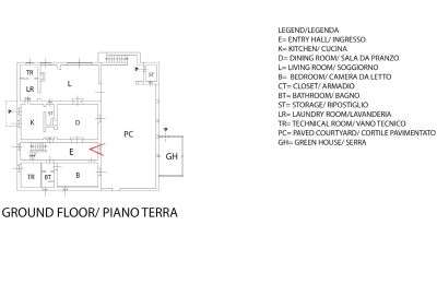 Vidiecky dom na predaj Gaiole in Chianti, Toscana, RIF 3003 Grundriss EG