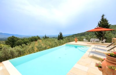 Vidiecky dom na predaj Figline e Incisa Valdarno, Toscana, RIF 2966 Pool und Ausblick